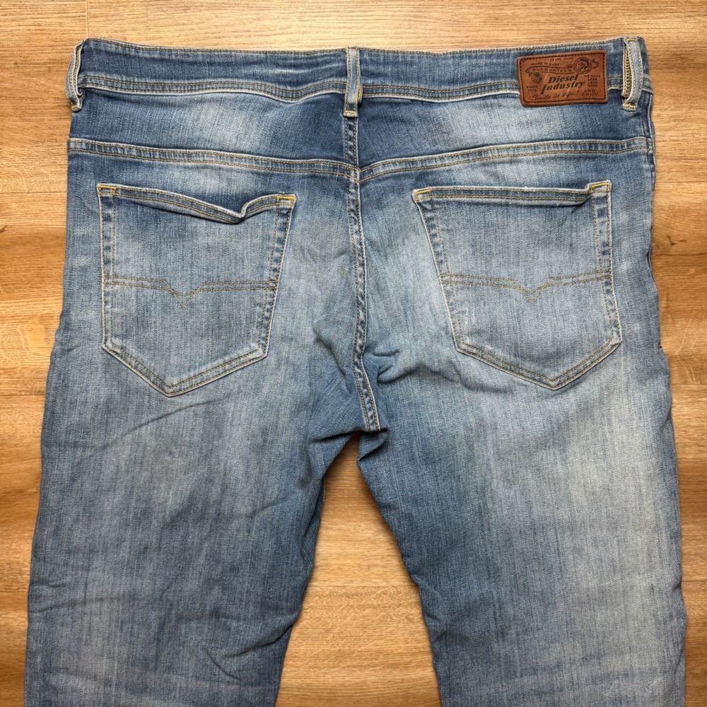 Diesel Thavar-XP Jeans Mens 38x30 Blue Slim Skinny Fit Stretch Distressed Denim - Picture 4 of 15